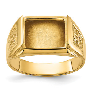 14k Men's Polished and Textured Masonic Ring Mounting - Y1-36838BCC-7209