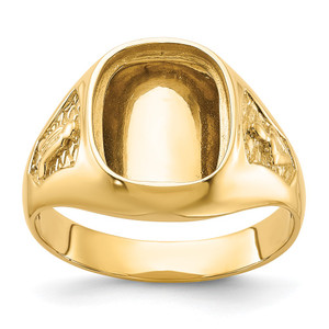 14k Men's Polished and Textured Masonic Ring Mounting - Y1-4C35CD86-8556