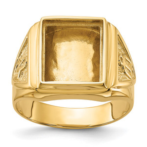 14k Men's Polished and Textured Masonic Ring Mounting - Y1-A6F92D6E-8167