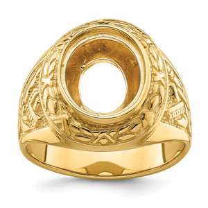 14k Men's Polished and Textured Masonic Ring Mounting - Y4-35C49A96-8159