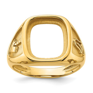 14k Men's Polished and Textured Masonic Ring Mounting - Y4-4691BA5F-7300