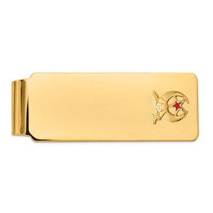 14k Men's Polished and Textured with Red Enamel Masonic Shriner Medium Money Clip