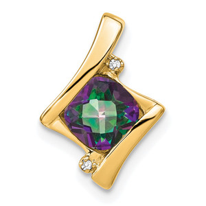 14k Mystic Fire Topaz and Diamond Pendant