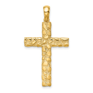 14K Nugget Cross Pendant - XR-23741F79-9413