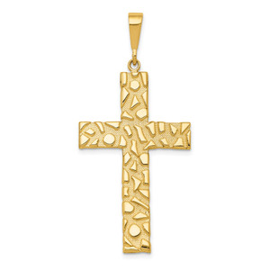 14k Nugget Style Cross Pendant - C1-01341C77-5077