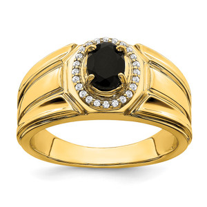 14k Onyx and Diamond Mens Ring - RM-097515AB-6032