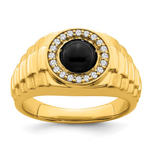 14k Onyx and Diamond Mens Ring - RM-86D26ED6-6938