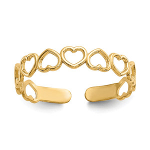 14k Open Hearts Toe Ring