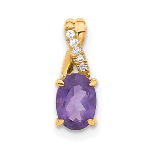 14K Oval Amethyst and Diamond Pendant - PM-61AB9DC2-9312