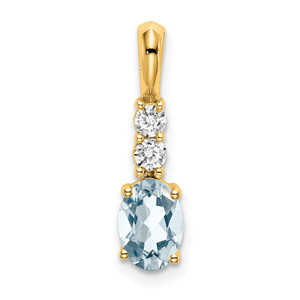 14K Oval Aquamarine and Diamond Pendant - PM-28D848E2-4066