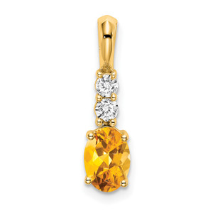 14K Oval Citrine and Diamond Pendant - PM-71583B42-2199