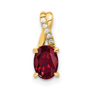 14K Oval Created Ruby and Diamond Pendant - PM-703919D3-7989