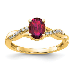 14K Oval Created Ruby and Diamond Ring