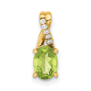 14K Oval Peridot and Diamond Pendant - PM-5AB17132-3350