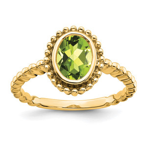 14k Oval Peridot Ring