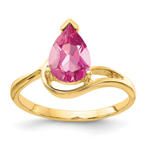 14k Pear Shaped Pink Tourmaline Ring