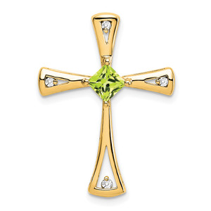 14k Peridot and Diamond Cross Chain Slide