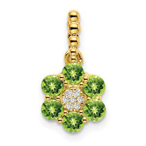 14k Peridot and Diamond Floral Pendant