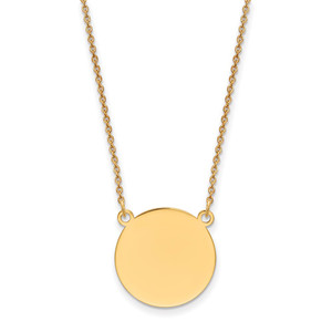 14k Plain .018 Gauge Circular Engravable Disc 18in Necklace - XM-09BD38D2-9349