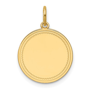 14k Plain .027 Gauge Engravable Round Disc Charm - XM-43AFC6A0-4483