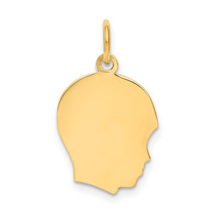 14k Plain Medium .011 Gauge Facing Right Engravable Boy Head Charm - XM-3B8D99DE-3650