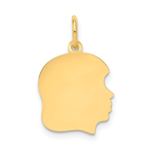 14k Plain Medium .011 Gauge Facing Right Engravable Girl Head Charm - XM-2BEC0D58-6266