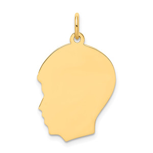 14k Plain Medium .013 Gauge Facing Left Engravable Boy Head Charm - XM-043BBB23-3565