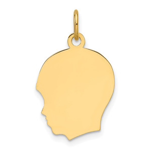 14k Plain Medium .018 Gauge Facing Left Engravable Boy Head Charm - XM-F2C3A4CB-1981