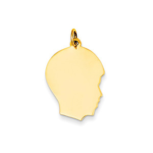 14k Plain Medium .018 Gauge Facing Right Engravable Boy Head Charm - XM-3D12D9EE-5059