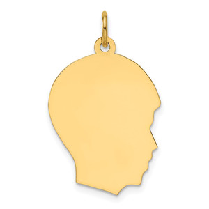 14k Plain Medium .035 Gauge Facing Right Engravable Boy Head Charm - XM-B8A526C5-1644