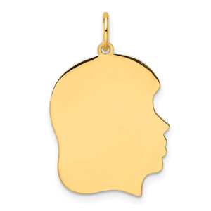 14k Plain Medium .035 Gauge Facing Right Engravable Girl Head Charm - XM-81D5F1D0-4946