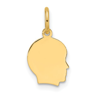 14k Plain Small .035 Gauge Facing Right Engravable Boy Head Charm - XM-9328AF6F-6297