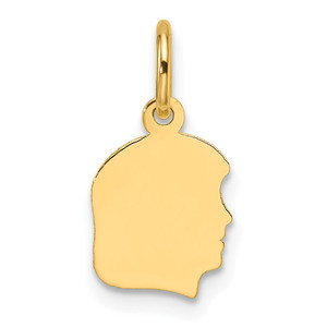 14k Plain Small .035 Gauge Facing Right Engravable Girl Head Charm - XM-398D9829-2436