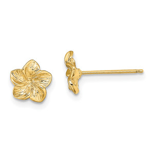 14K Plumeria Flower Post Earrings - TE-0464456A-3657