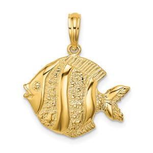 14K Polished  Engraved Fish Charm - K7-DF391939-1121