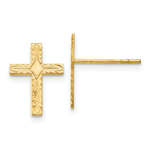 14k Polished & Textured Cross Earrings - RE-2AFE4251-4711