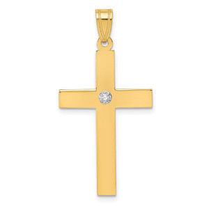 14k Polished .02ct. Diamond Cross Pendant - XR-CC2EF081-2466