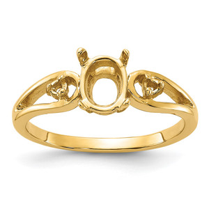 14k Polished .05ct. Diamond & 7x5 Oval Gemstone Ring Mounting