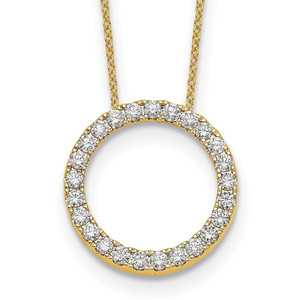 14k Polished 1 carat Diamond Circle 18 inch Necklace