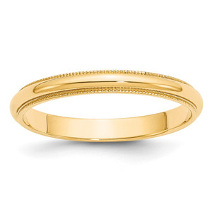 10k Yellow Gold 3mm Milgrain Half Round Wedding Band Size 6