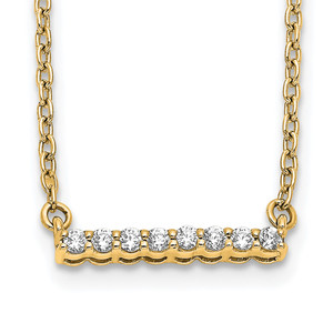 14k Polished 1/10 carat Diamond Bar 18 inch Necklace