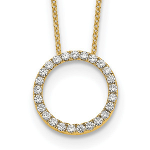 14k Polished 1/2 carat Diamond Circle 18 inch Necklace - PM-FD16ED35-7918