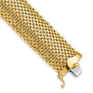 14k Polished 18.75mm Mesh 7.25 inch Bracelet