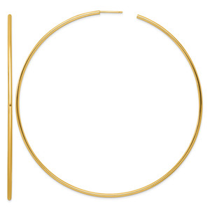 14k Polished 2.0 x 100mm Tube C-Hoop Post Earrings
