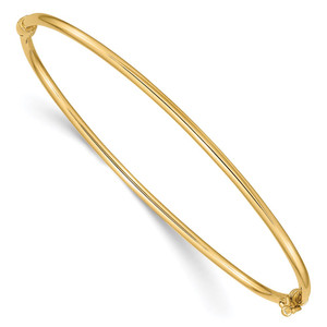 14K Polished 2.00mm Hinged Oval Bangle Bracelet