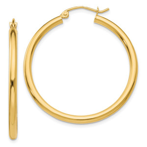 14K Polished 2.5mm Tube Hoop Earrings - T9-5AA337E0-4877