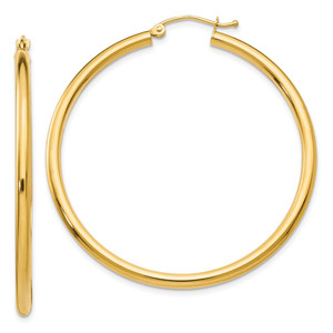 14K Polished 2.5mm Tube Hoop Earrings - T9-CAD12099-5167