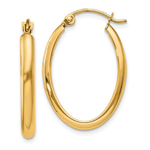 14k Polished 2.75mm Oval Tube Hoop Earrings - TF-EE058898-3477