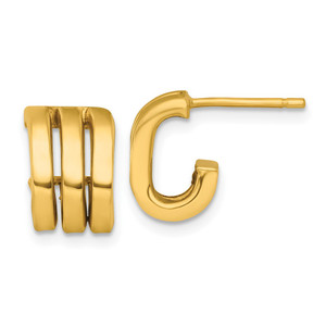 14k Polished 3 Oval Rings J-Hoop Post Earrings