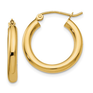 14k Polished 3mm Tube Hoop Earrings - T9-42DF5C15-2722